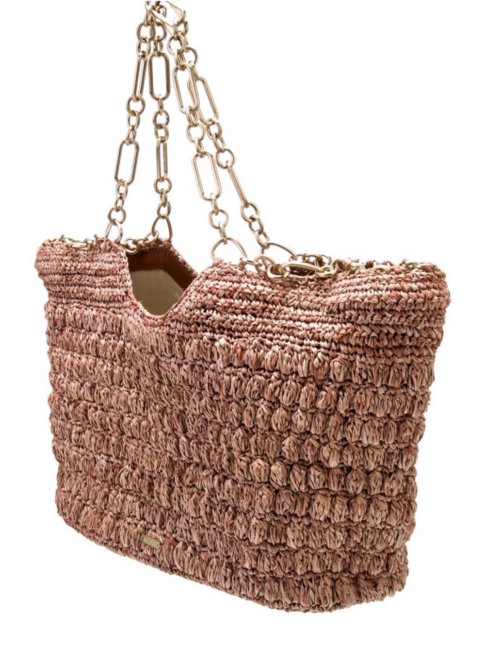 Cult Gaia Rose Straw Hobo with Gold Chain Handles - Picture 2 of 4